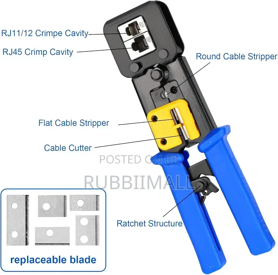 Heavy Duty Pass Through RJ45 RJ12 Network Cable Crimping Tool