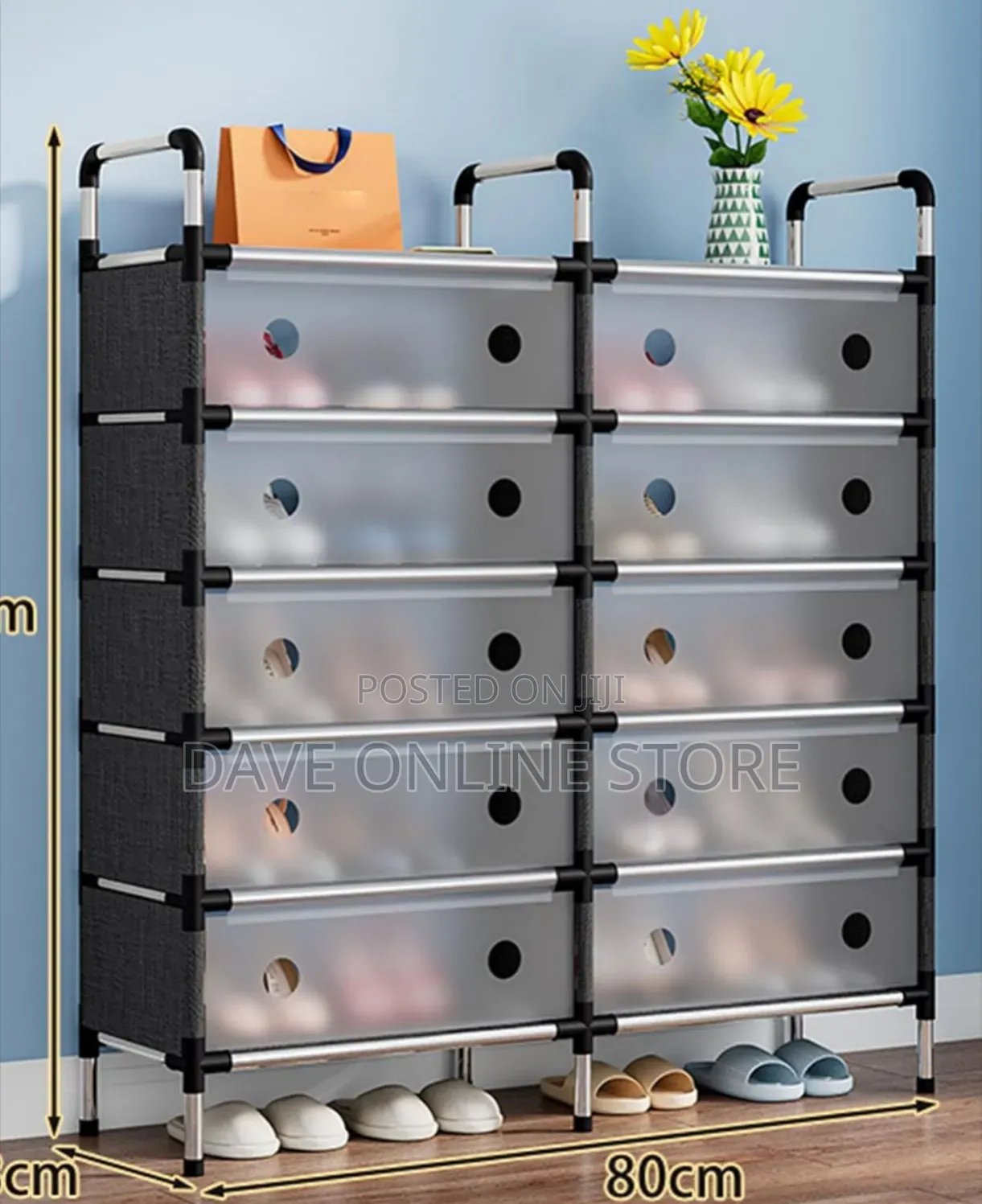 Double-Column, 5-Tier Modular Dustproof Shoe Rack Cabinet