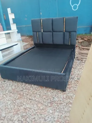 5 by 6 Fabric Bed in a Gray Velvet Material