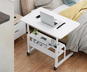 Adjustable Mobile Laptop Table With Wheels Storage