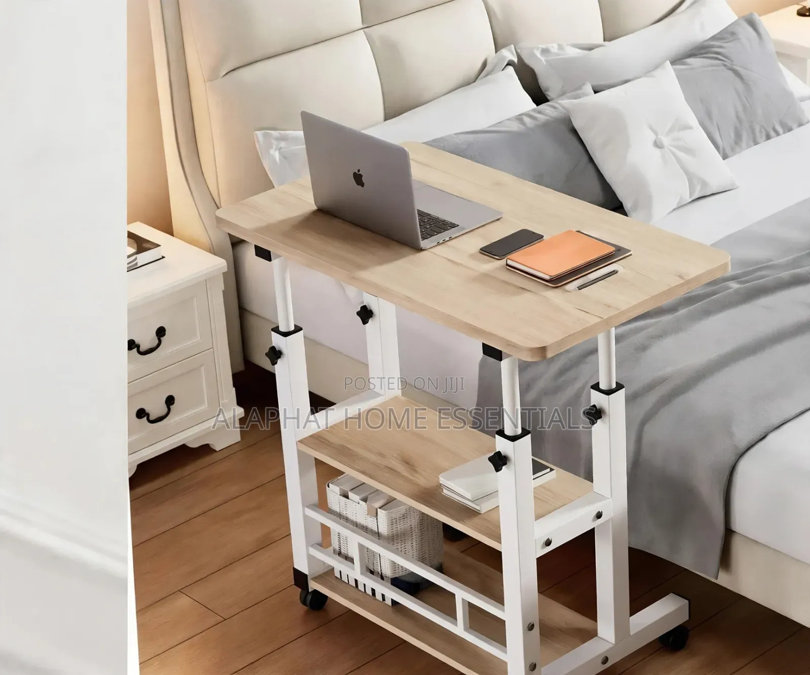 Adjustable Mobile Laptop Table With Wheels Storage