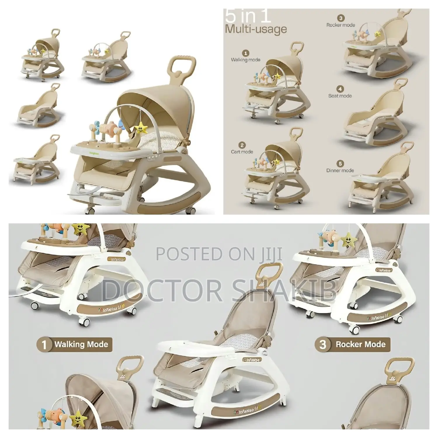 5-in-1 Multi-Functional Baby Chair and Musical Walker