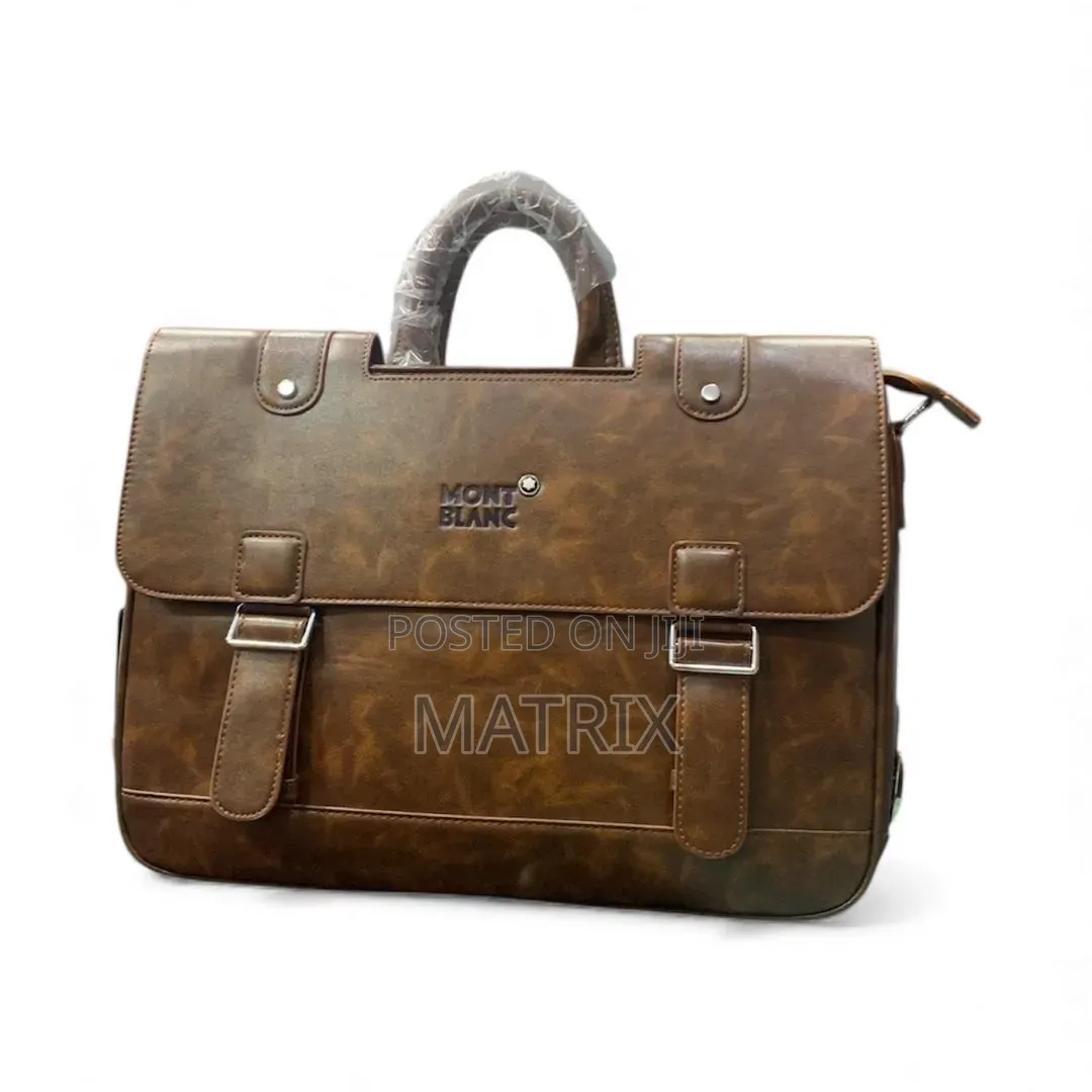 Leather Laptop Briefcase Bag | Montblanc With Buckle Closures