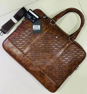 Business Laptop Bag | Brown Faux Leather Laptop Document Bag