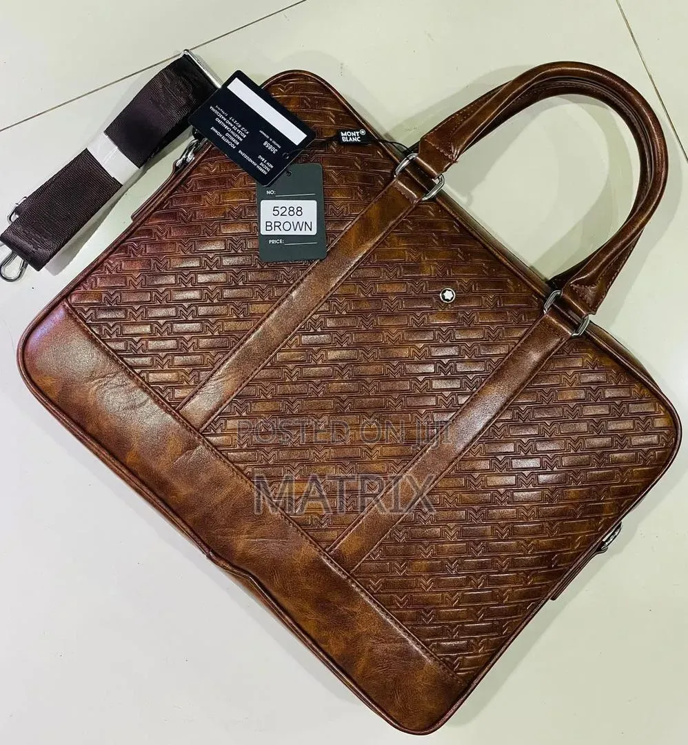 Business Laptop Bag | Brown Faux Leather Laptop Document Bag