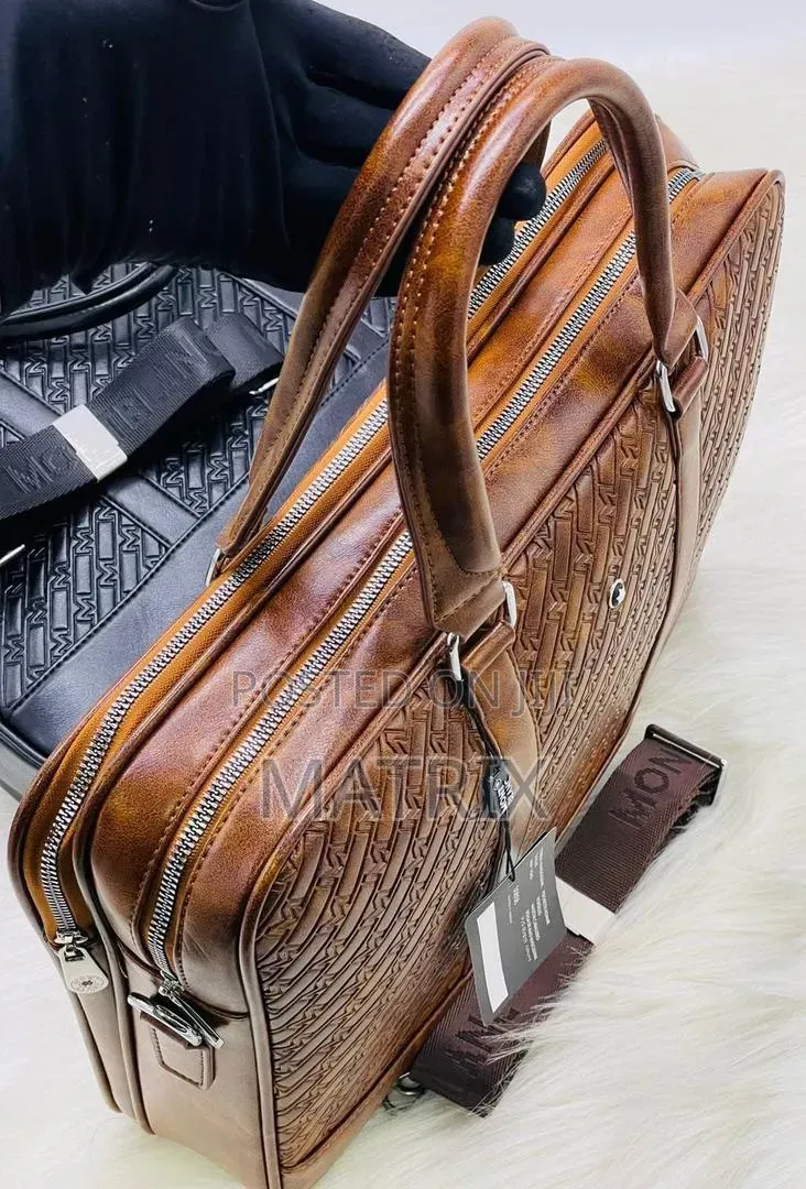 Business Laptop Bag | Brown Faux Leather Laptop Document Bag