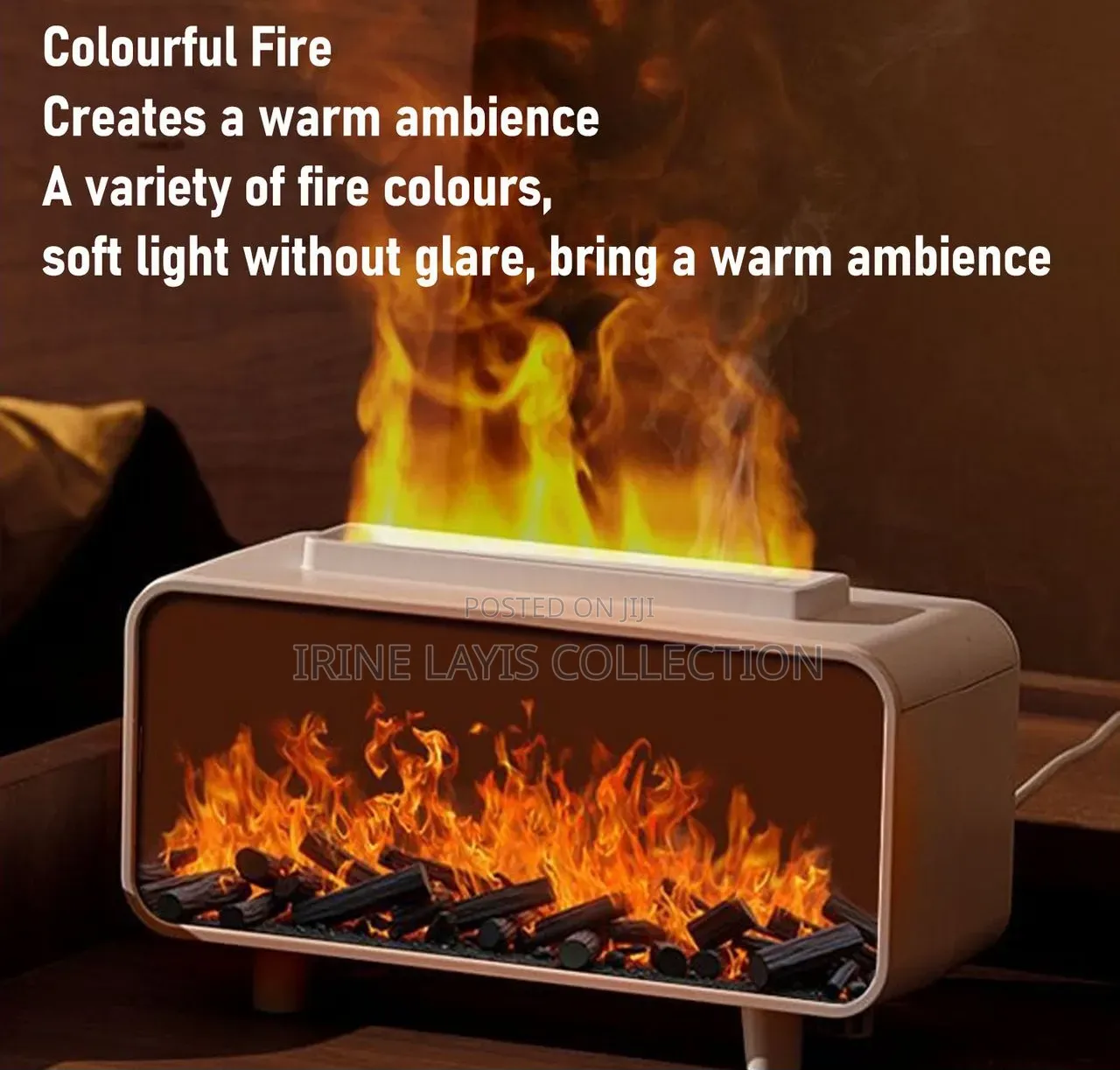 Simulated Fireplace Flame Effect Air Humidifier and Essential Diffuser