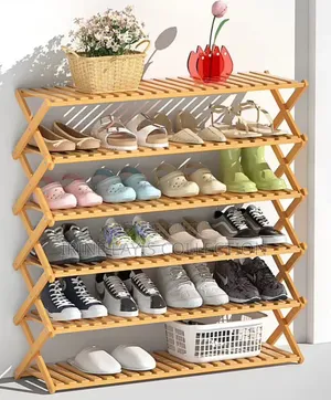 6-Tier Foldable Bamboo Shoe Rack.