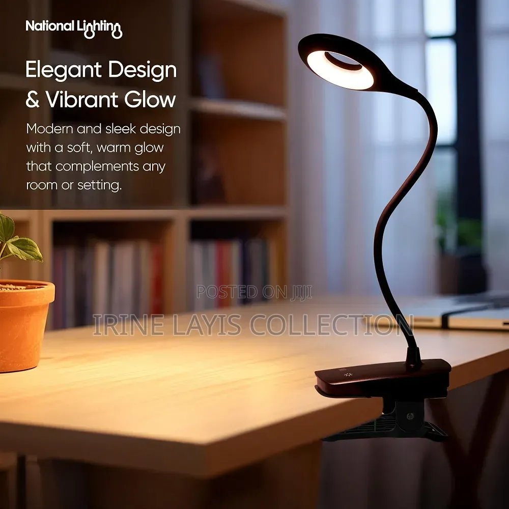 Desk Lamp With a Flexible Gooseneck and a Strong Clip Base,