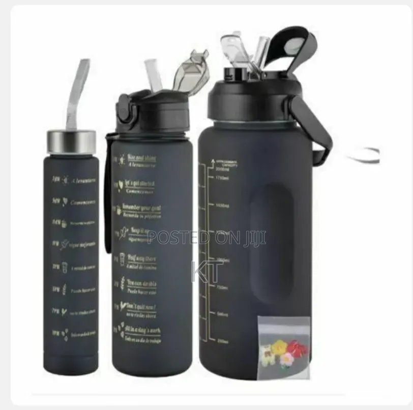 3 in 1 Motivational Strong Sports Water Bottles