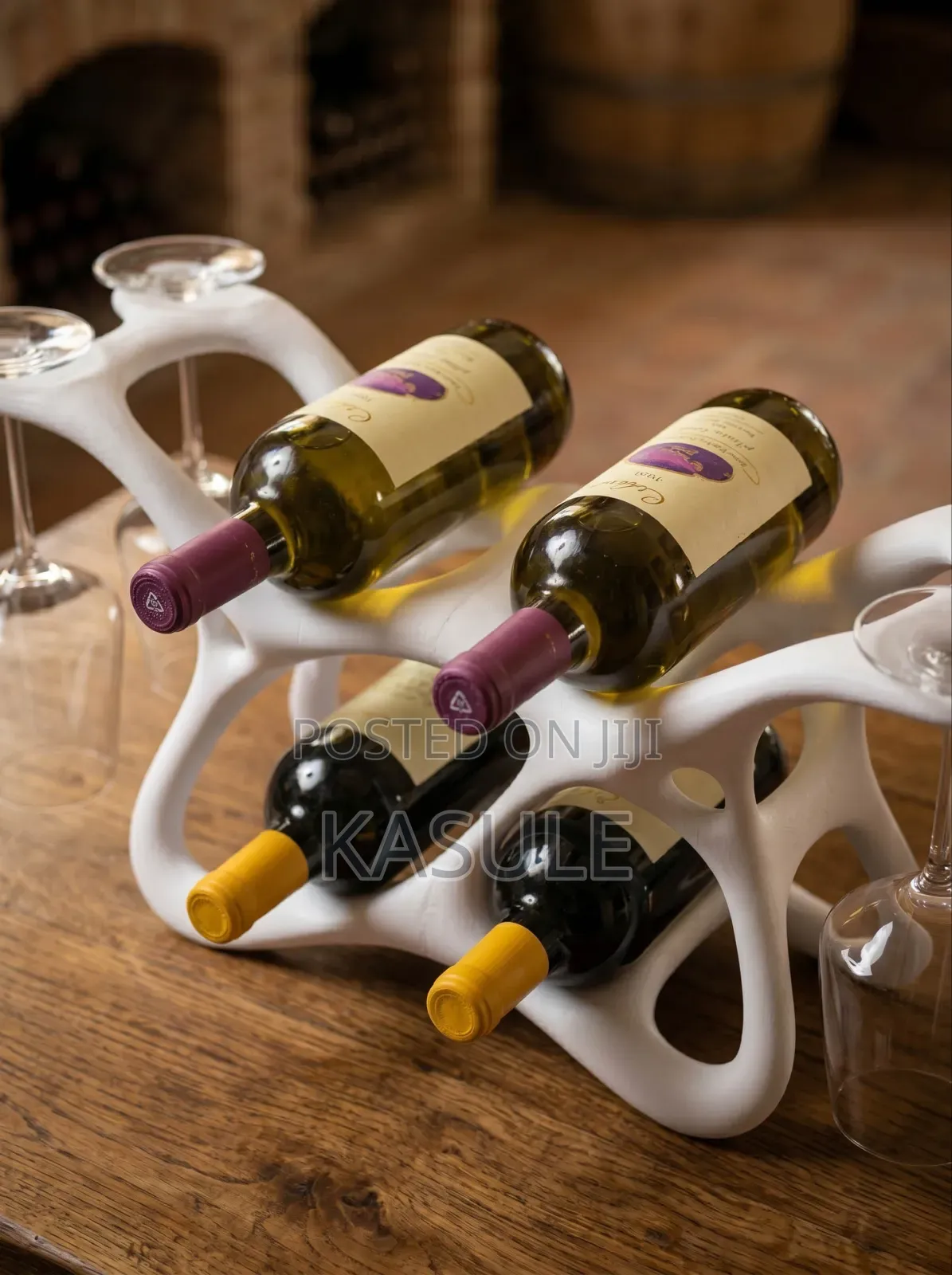 Organic Wine Glass Rack - 4 Bottle Stand