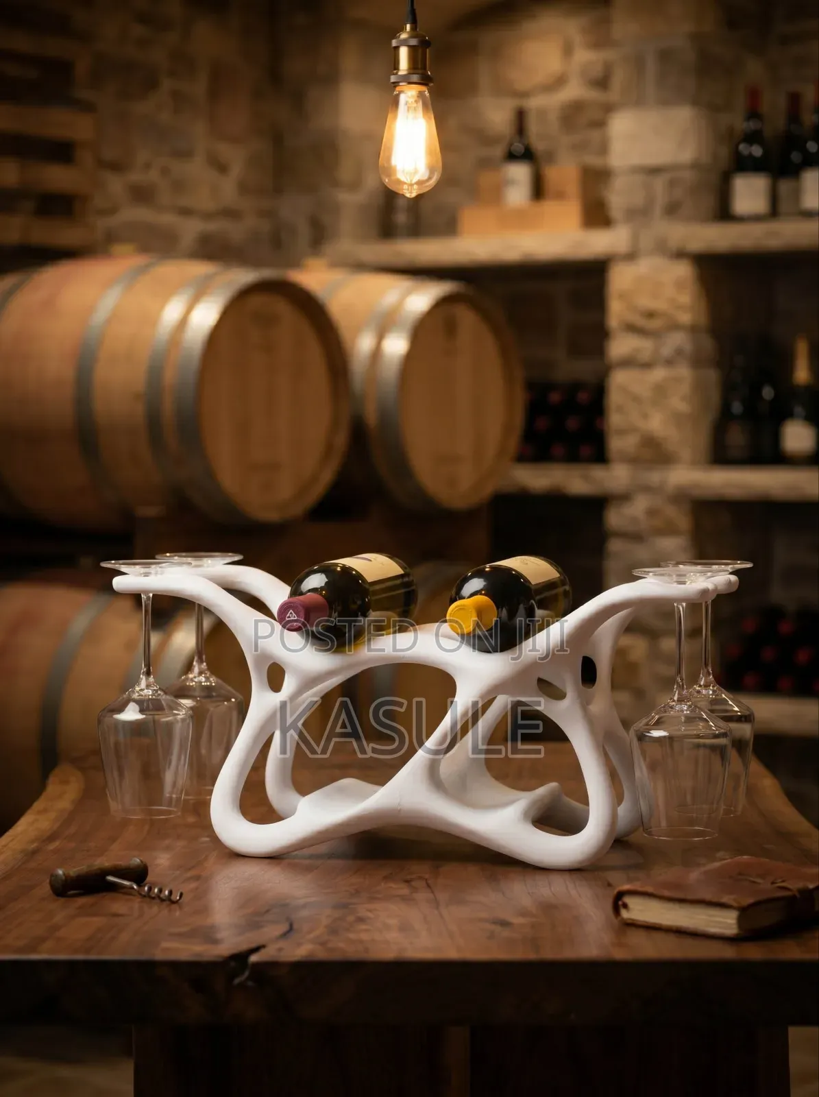 Organic Wine Glass Rack - 4 Bottle Stand