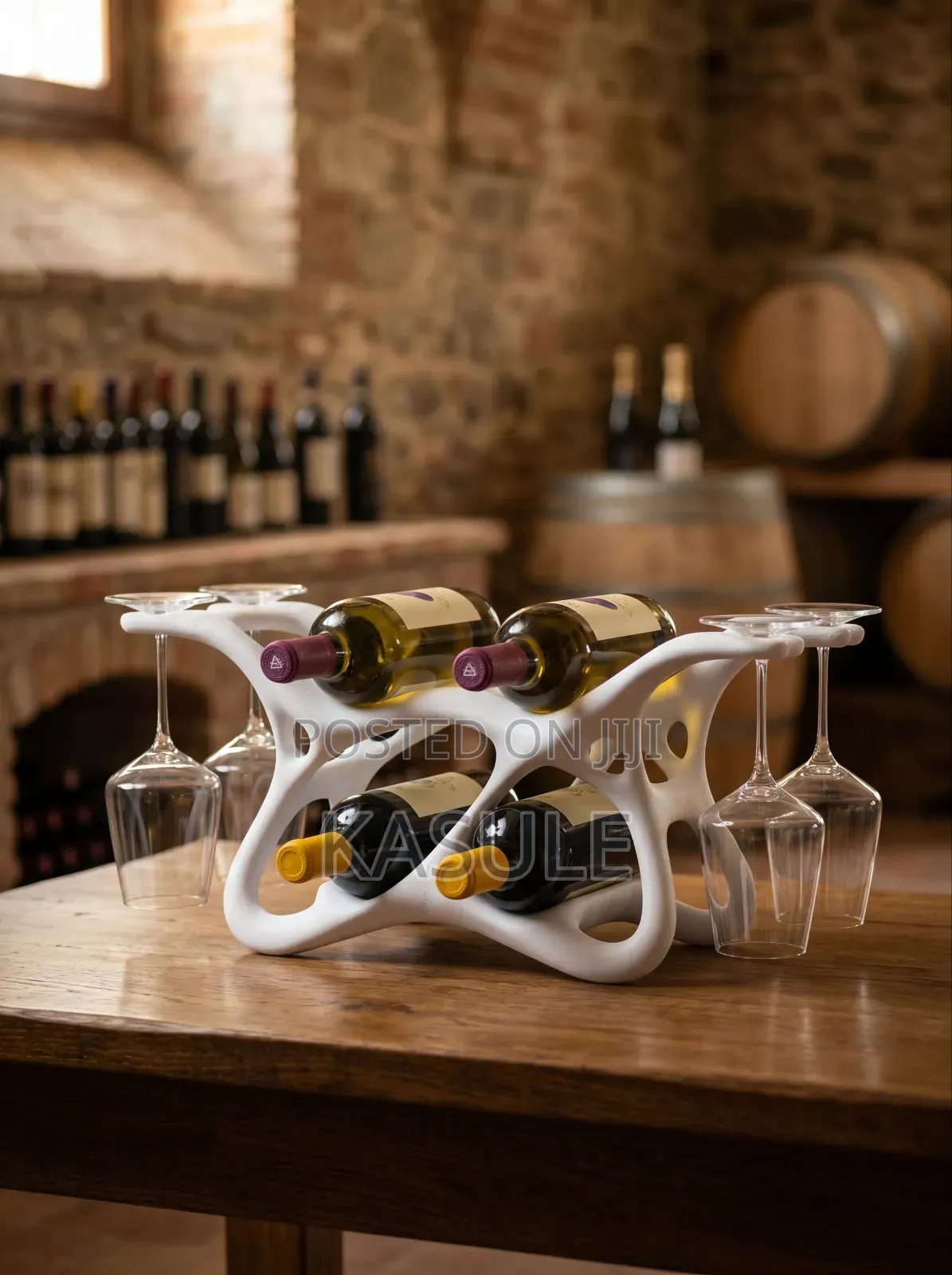 Organic Wine Glass Rack - 4 Bottle Stand