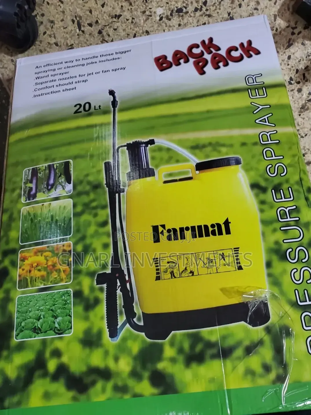 20Ltrs Farmat Back Pack Knapsack Pressure Sprayer