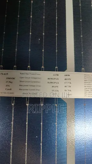 615W Solar Panel 615W High Efficiency | 1500V DC