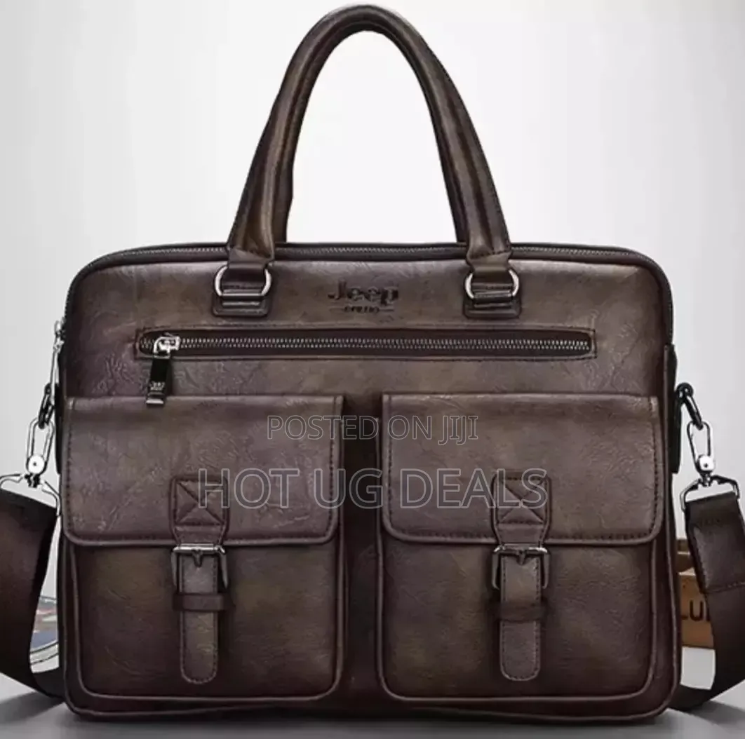 Jeep Buluo 15-Inch Waterproof Leather Laptop Bag – Coffee Brown