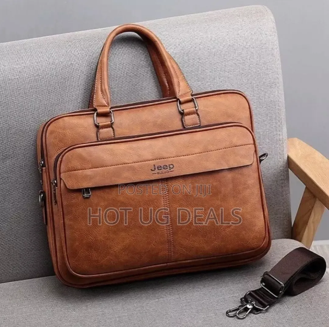 Jeep Buluo 15-Inch Waterproof Leather Laptop Bag – Brown