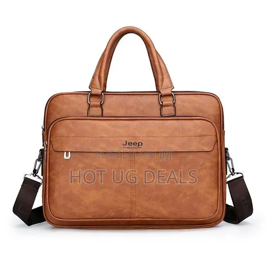 Jeep Buluo 15-Inch Waterproof Leather Laptop Bag – Brown