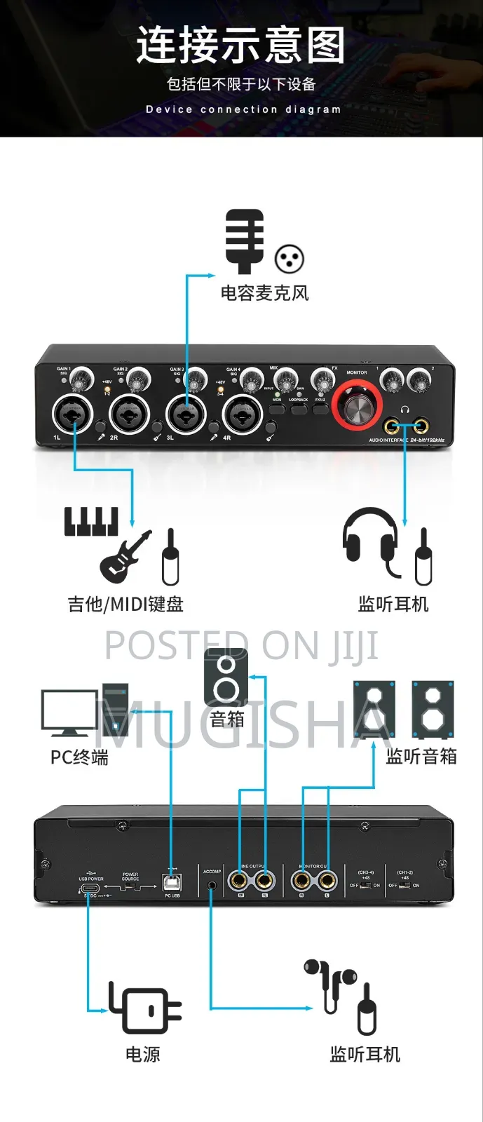 4x4 USB Audio Interface High-Fidelity