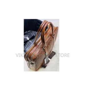 Montblanc-Style Brown Faux Leather Laptop Briefcase