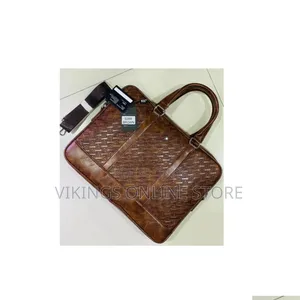 Montblanc-Style Brown Faux Leather Laptop Briefcase