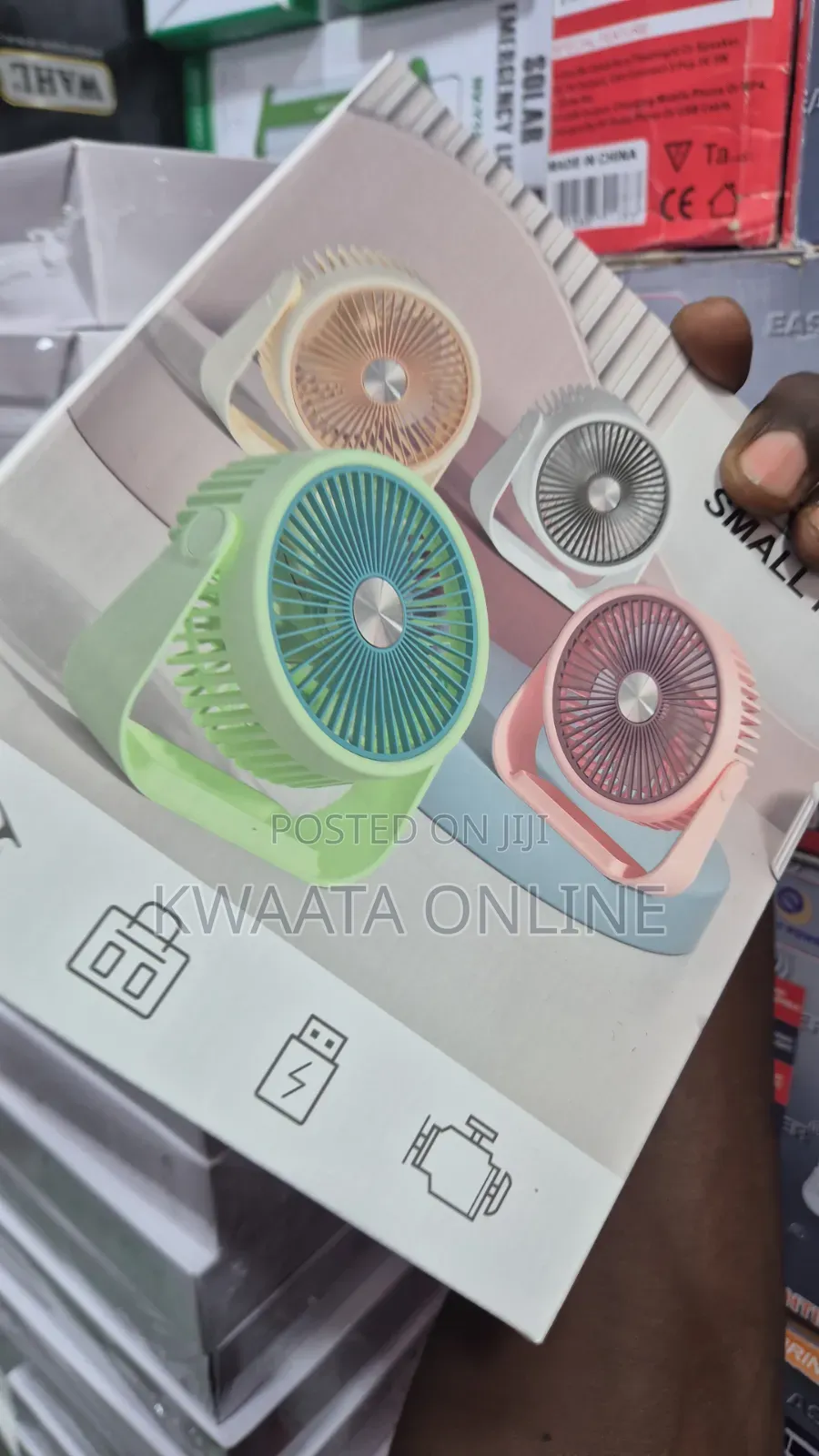 Rechargeable Mini Table Fan With LED Light, USB Charging 3 Speed