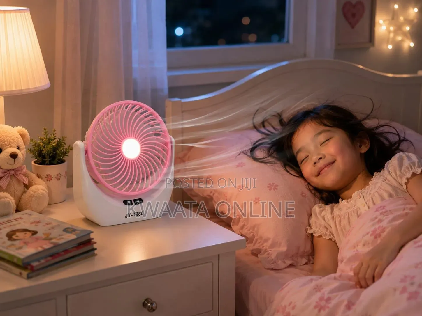 Rechargeable Mini Table Fan With LED Light, USB Charging 3 Speed
