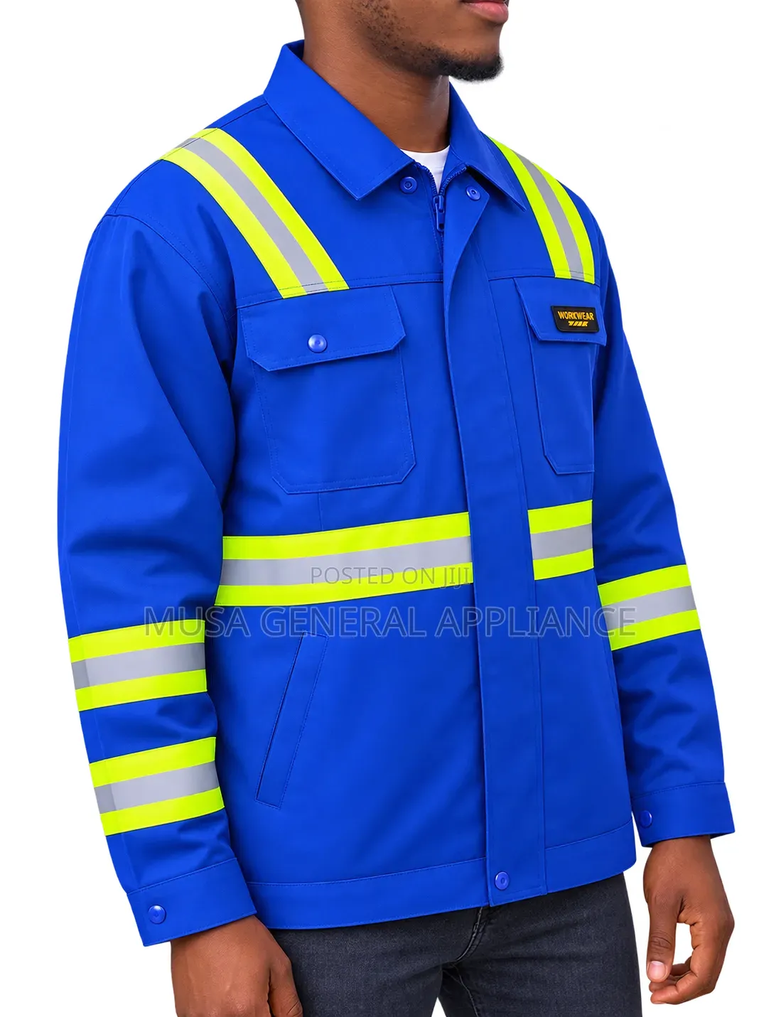 Reflective Safety Stripes and Dual Chest Pockets.
