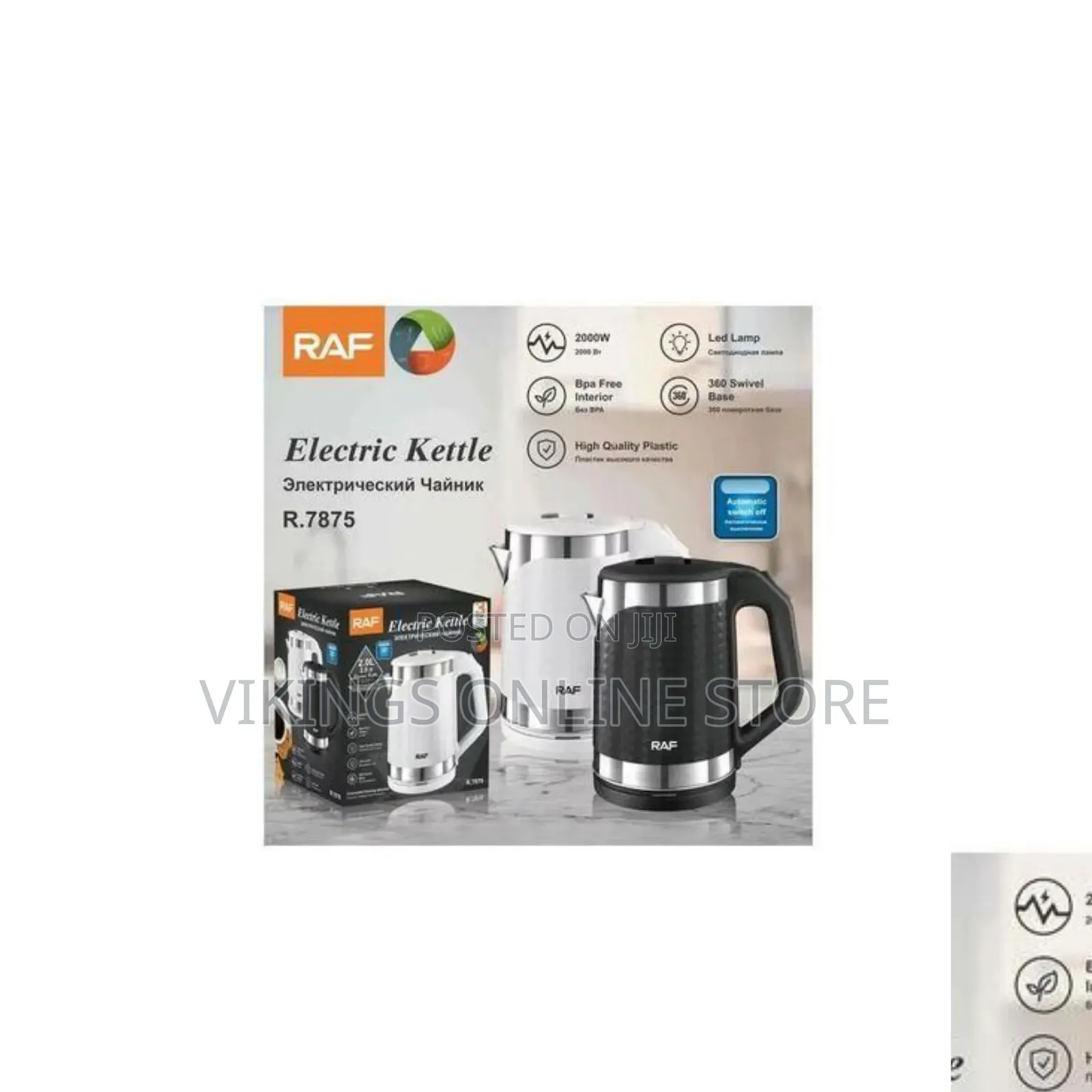 RAF 2L Double-Wall Stainless Steel Electric Kettle