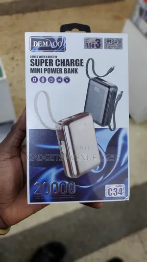 20000mAh Super Charge Mini Power Bank With Built-in Cables
