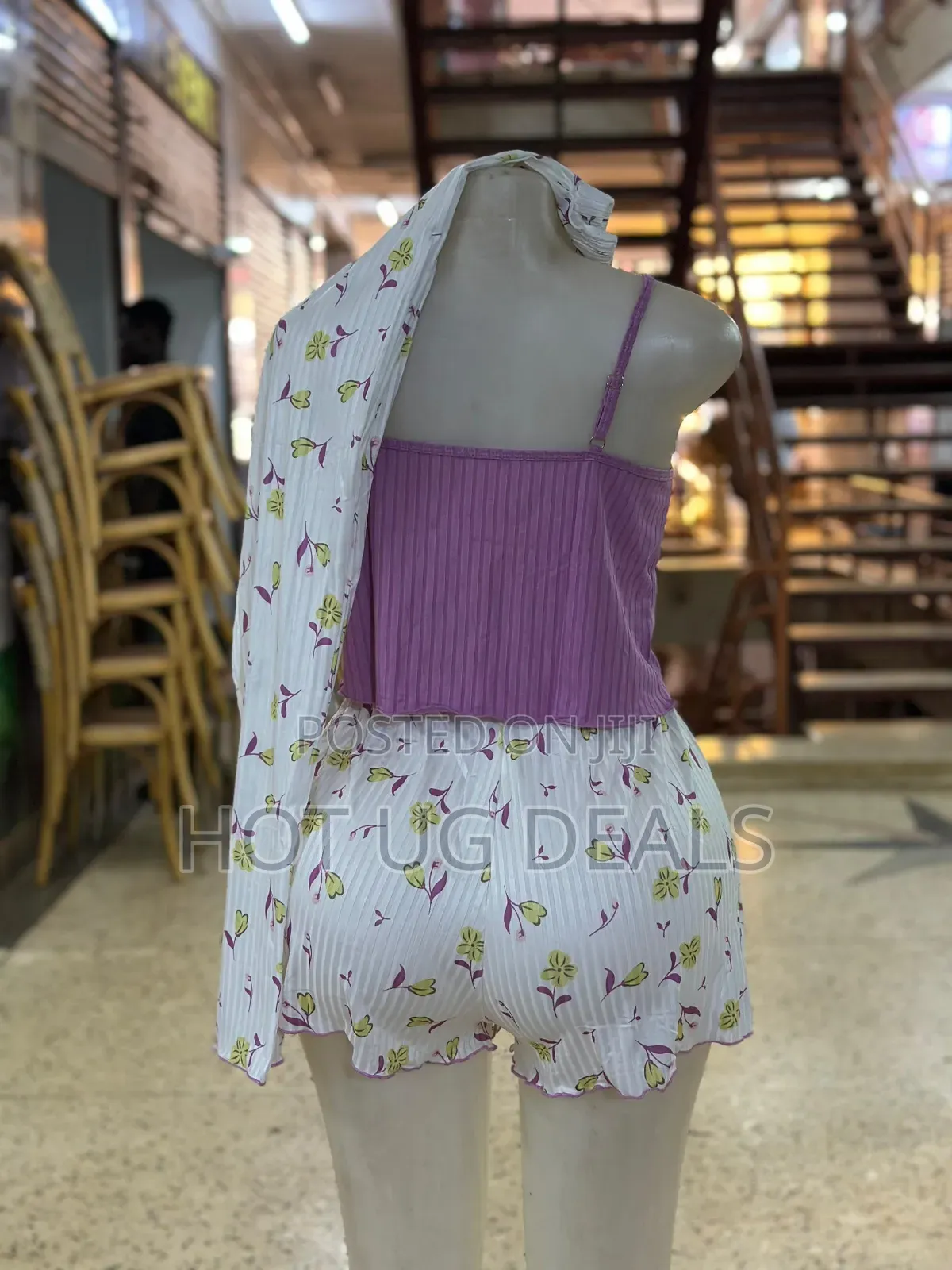 Women's 3-Piece Floral Print Sleepwear Set for Medium Size People