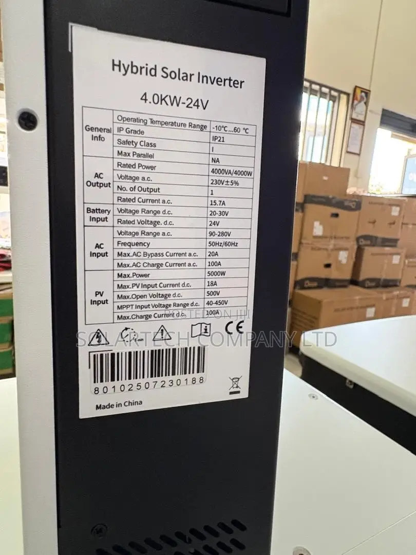 4KVA Hybrid Solar Inverter 24V 5KW MPPT 20A Max Bypass Current