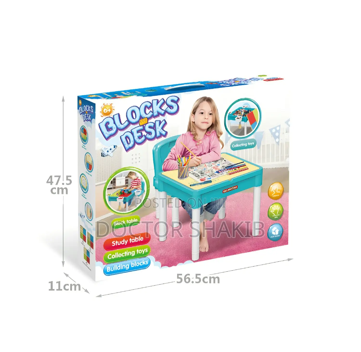 Multi-Functional Children's Activities Block Desk