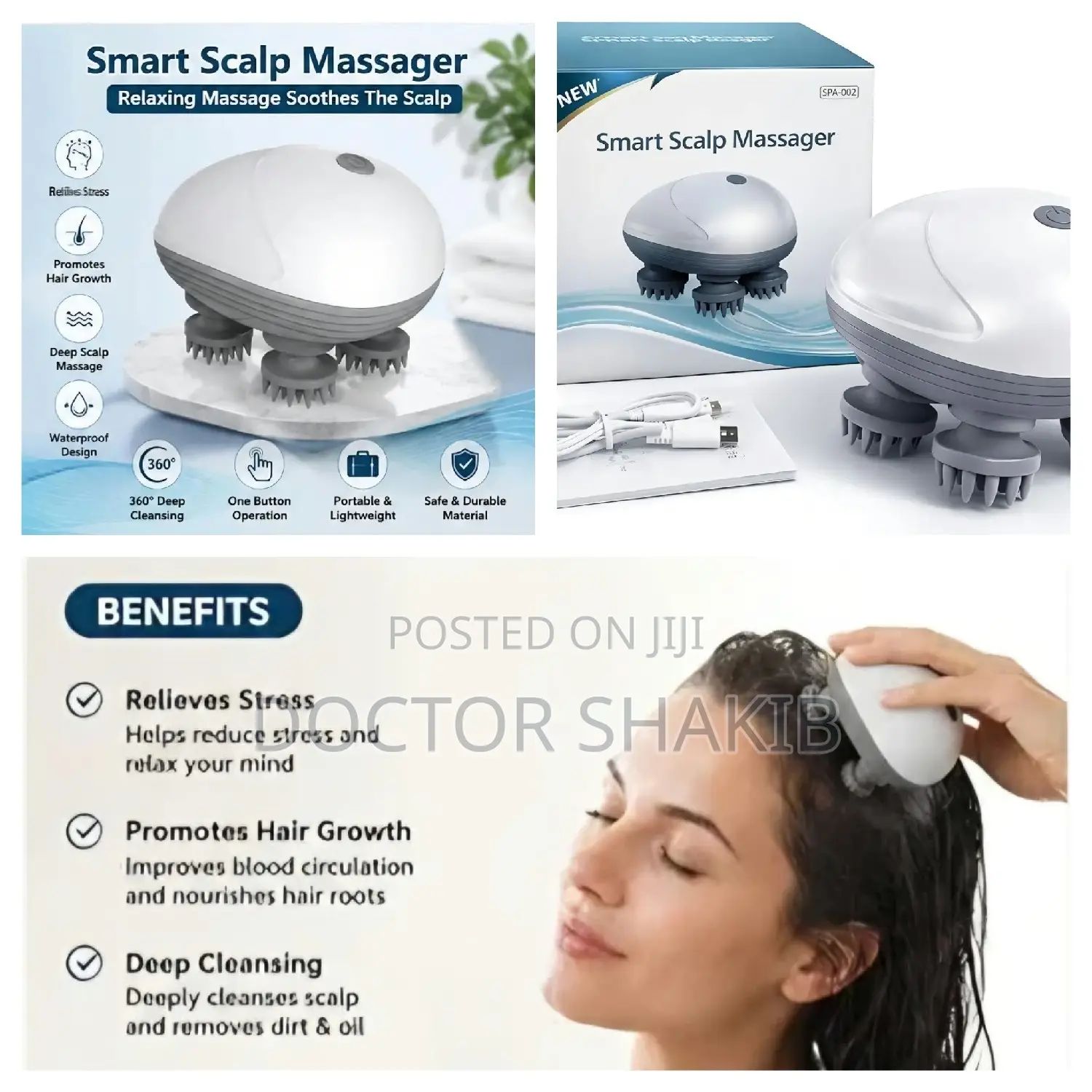 Smart Electric Head Scalp Massager With Soft Silicone Massage Claws