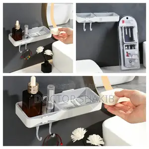 Wall-Mounted Plastic Double Soap Dish and Storage R