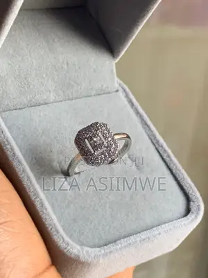 Engagement Ring Featuring a Sparkling Rectangular Double-Halo Setting