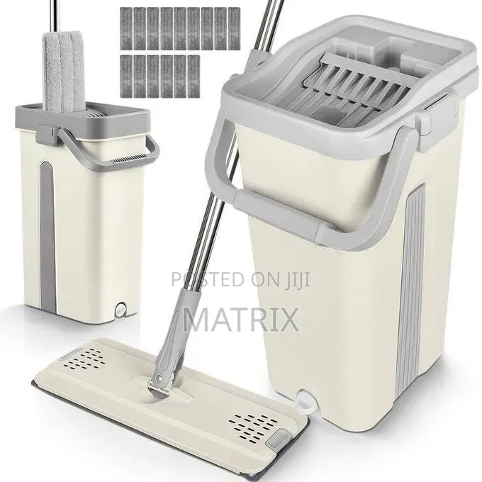 Self Cleaning Flat Mop Bucket Set – 360° Rotating, Telescopic