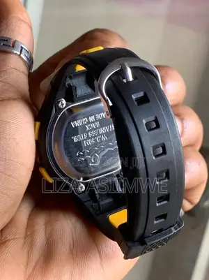 Digital Sports Watch for Kids Shown Inside Aclear Plastic Display Case