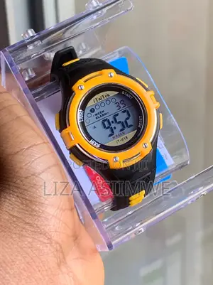 Digital Sports Watch for Kids Shown Inside Aclear Plastic Display Case