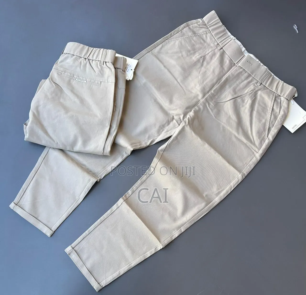 Casual Flat-Front Trousers With Elastic Waistbands