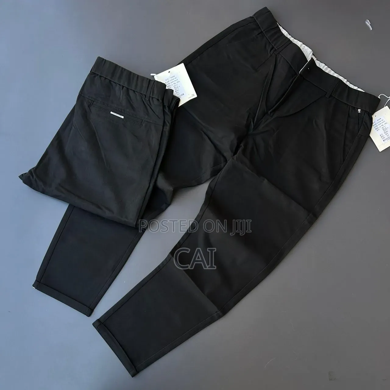 Casual Flat-Front Trousers With Elastic Waistbands