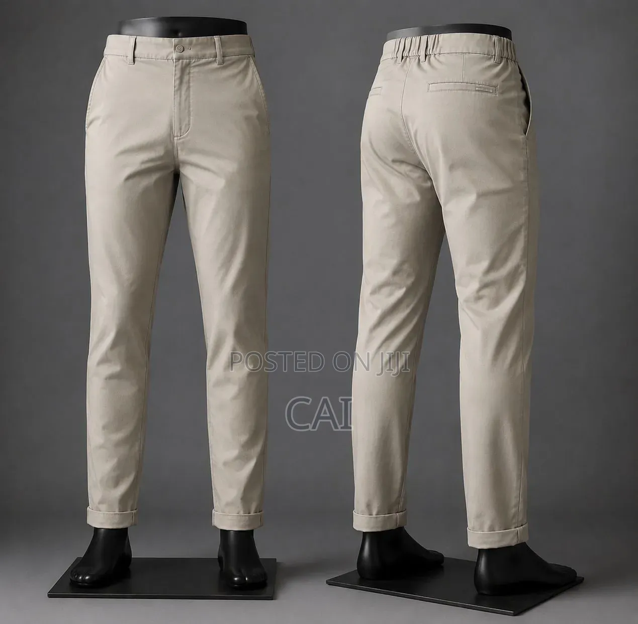 Casual Flat-Front Trousers With Elastic Waistbands