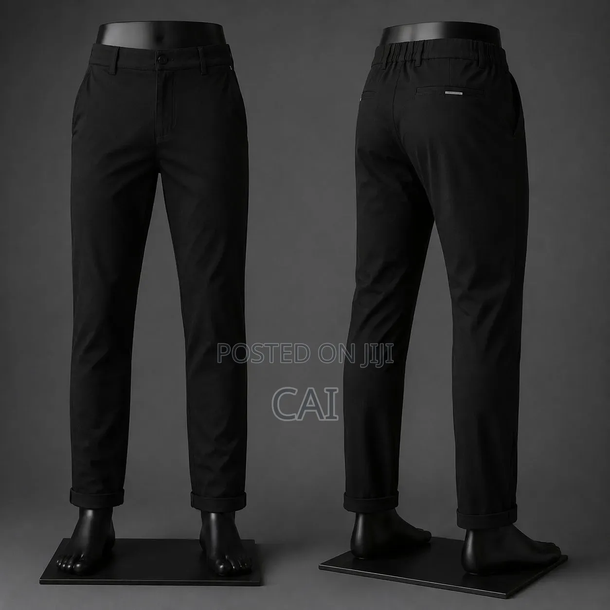 Casual Flat-Front Trousers With Elastic Waistbands