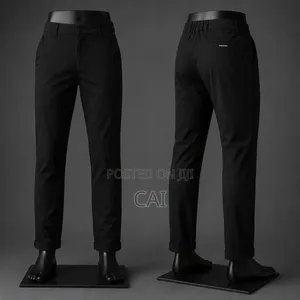 Casual Flat-Front Trousers With Elastic Waistbands