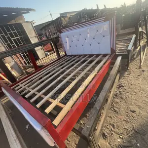 5by6 White and Maroon Bed