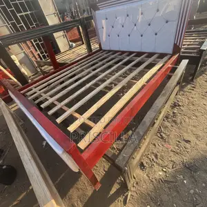 5by6 White and Maroon Bed