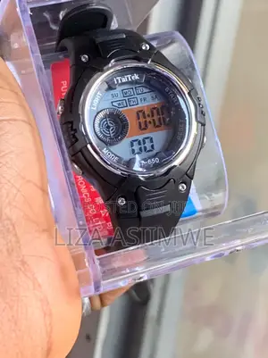 Children’s Digital Sports Watch With a Black Resin Case and Strap.