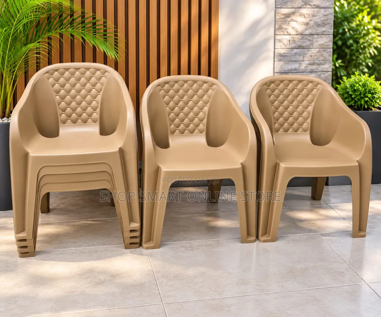 Beige Backrest Plastic Chairs Plastic Chairs