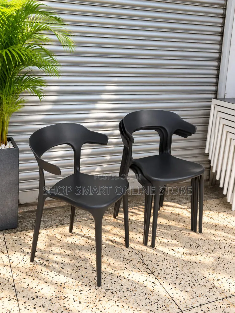 Modern Stackable Black Plastic Chairs Plastic Chairs