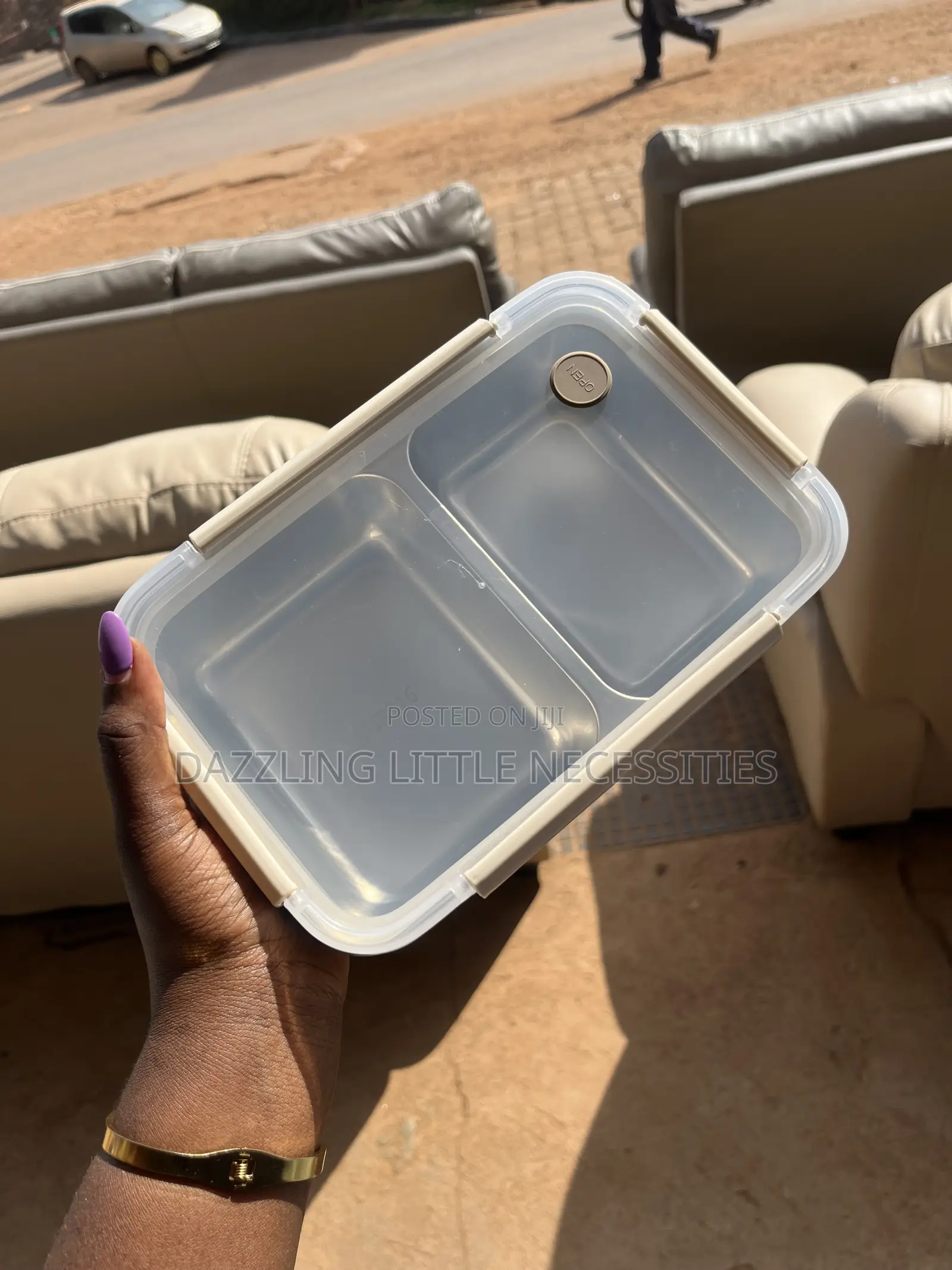 TEDO Lunch Box With Stainless Steel Interior 2 Compartments - Cream
